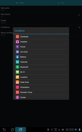 Profile Scheduler lar deg velge innstillinger for telefonen din basert på en rekke ulike vilkår.