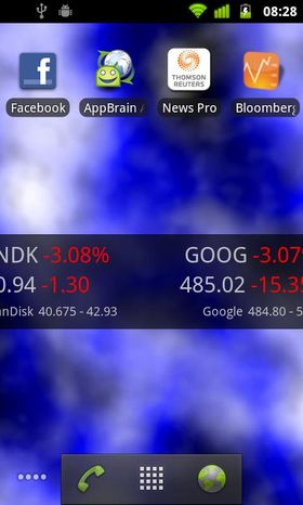 Android Stock Tape Widget gir deg løpende aksjeoppdateringer på hjemmeskjermen.