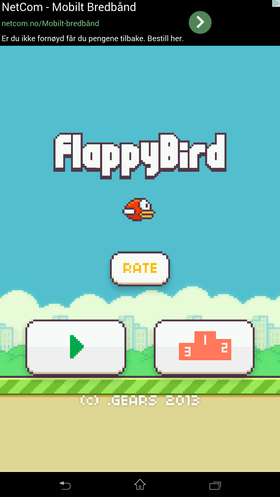 Hvis du vil laste ned Flappy Bird for Android-telefoner kan du enten spørre en venn, eller se om du finner installasjonsfilen. Begge deler er i grenseland, selv om appen både er gratis og annonsefinansiert.