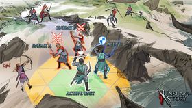 Konspetbilete som illustrerer kampsystemet i Unsung Story. (Foto: Playdek).
