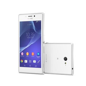 Xperia M2, her i hvit utførelse .