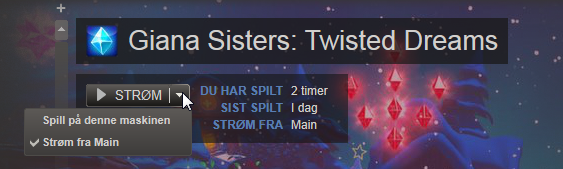 For spill installert på både server og klient kan du velge hvor du skal spille fra.