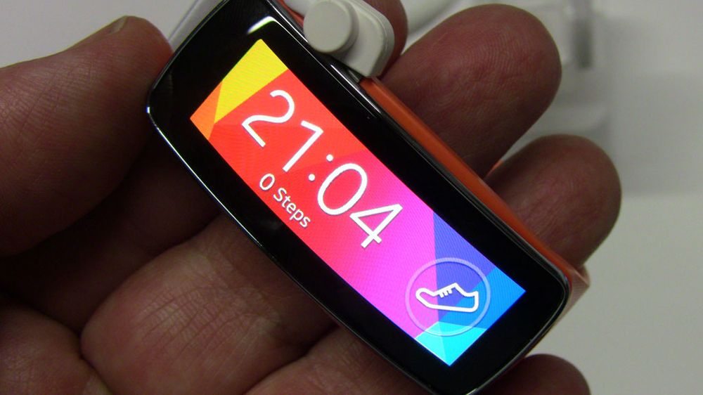 Galaxy Gear Fit var det nærmeste vi kom en skjermnyhet. Dette er verdens første buede AMOLED-skjerm, ble vi fortalt.