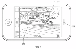 Denne skissen fra en patentsøknad fra Apple viser bruk av «augmented reality», eller «utvidet virkelighet».
