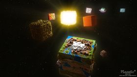 Planets³ byr på eit noko firkanta verdsrom.