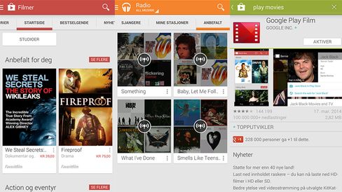 Hør musikk eller se film på TV-en rett fra Google Play-appen.