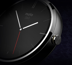 Nærbilde av Moto 360. Klokken skal få et svært ekslusivt uttrykk.