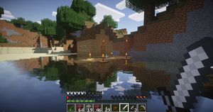 Minecraft med noen grafiske modifikasjoner på PC. (bilde: Gamer.no).