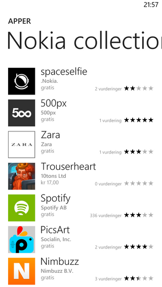 Nokia Collection gjør det enklere for deg å finne kvalitetsappene. Appene her stammer fra Nokia selv, og fra tredjeparts utviklere.