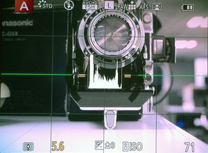 Her viser Panasonic GH3 et sanntidshistogram mens du tar bilder.