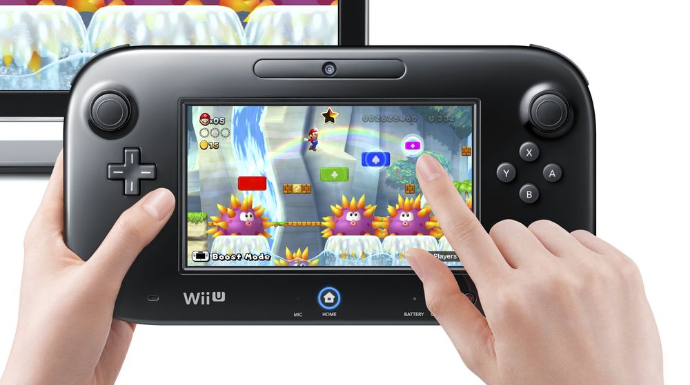 Det meste på Wii U styres med denne GamePad-en. De aller fleste spill lar deg også fortsette spilling på den alene, dersom noen andre i huset trenger TV-en.