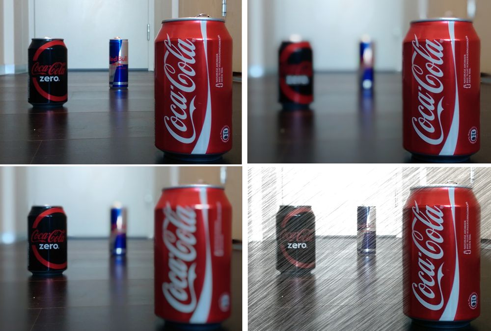 Samme bilde, ulike effekter basert på avstandsinformasjon.