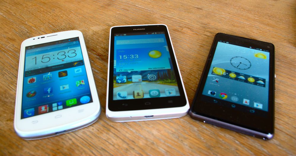 ZTE Blade Q, Huawei Ascend Y530 og Sony Xperia Z1 Compact.