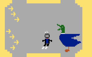 Homebrew-spillet Duck Attack for Atari 2500.