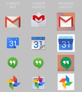 Denne oversikten viser dagens Android-ikoner og de kommende, side om side. Gå til Androidpolice for å se den fulle oversikten.