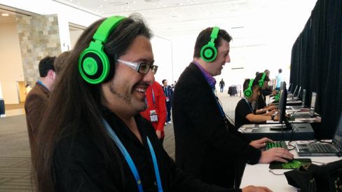 John Romero i heftig Doom-duell mot Randy Pitchford (Bilde: Jens Erik Vaaler, Gamer.no).
