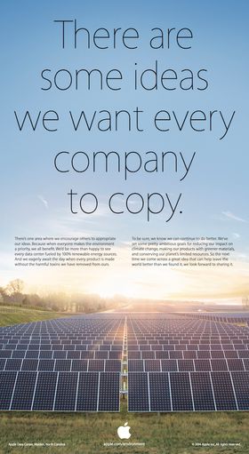 Slik ser Apples Earth Day-annonse ut. Apple og Samsung ligger stadig i en evigvarende patentstrid.