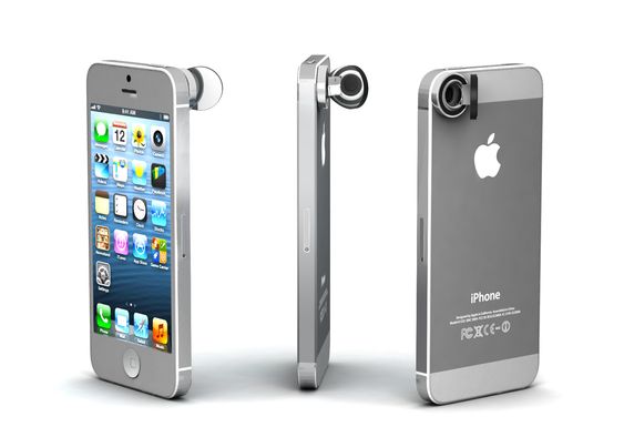 Slik ser Peek-i-objektivet ut når det er festet på en Apple iPhone.