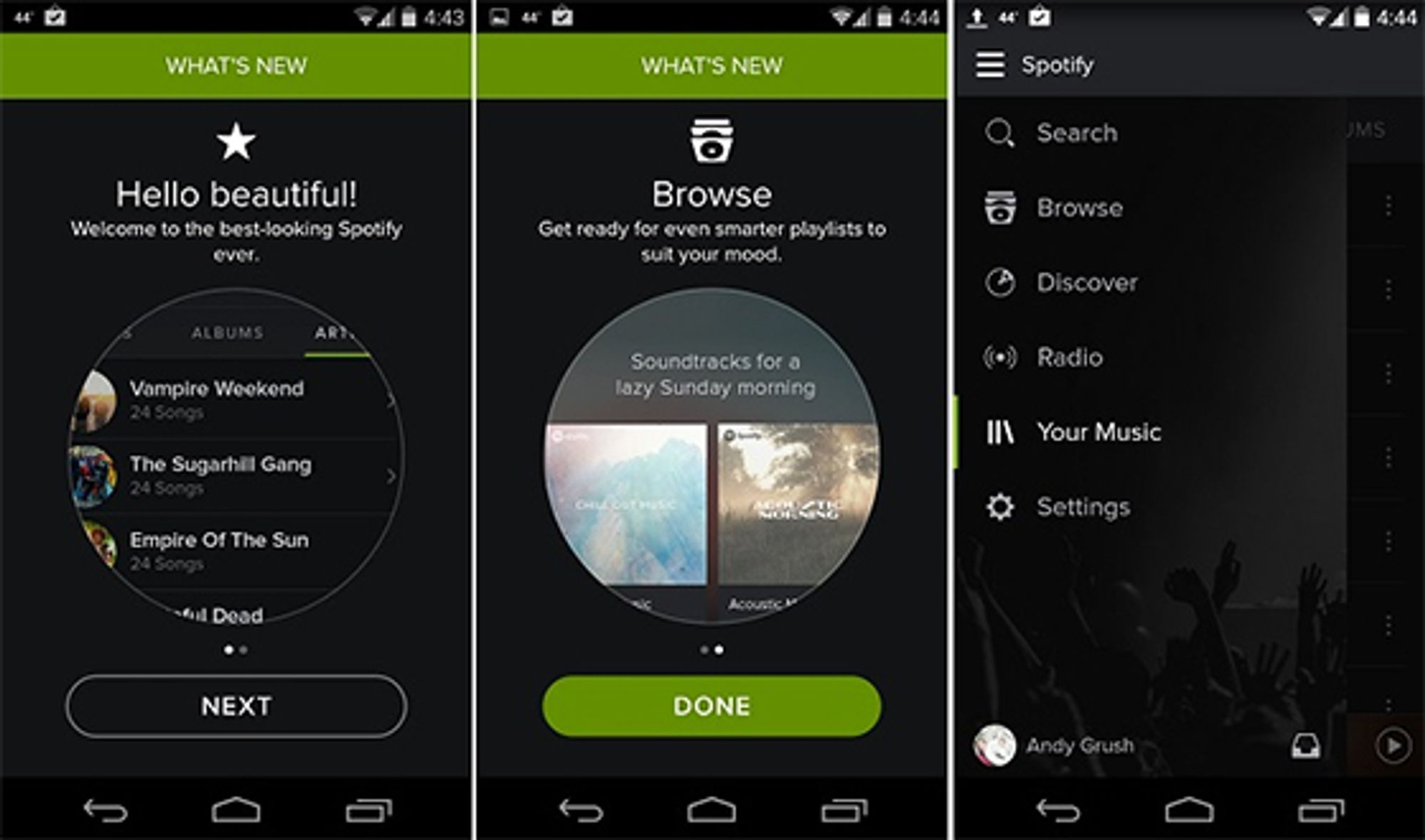 Slik ser nye Spotify ut på Android.