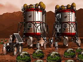 Konsepttegning fra NASA av en "salatfarm" på Mars.
