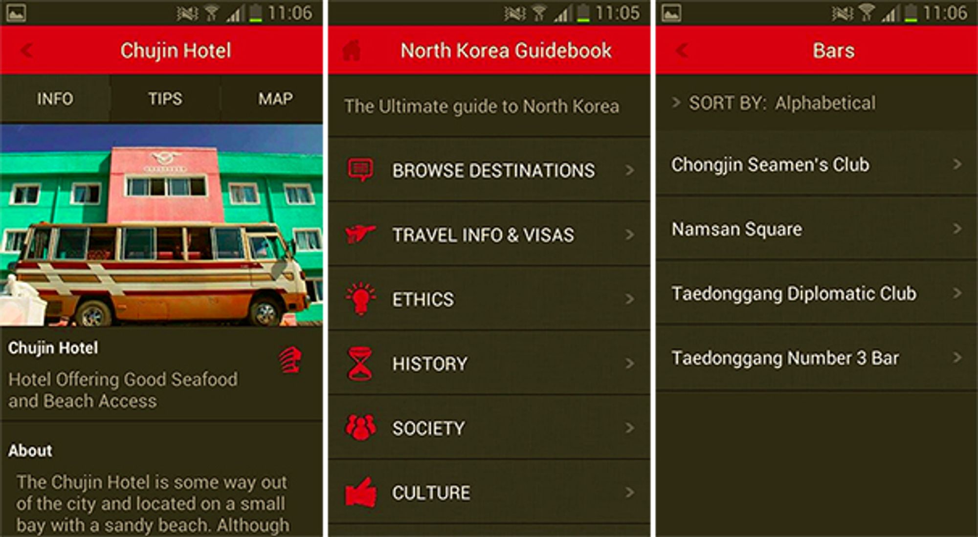Med kun fire utesteder i Nord-Korea, reiser man neppe hit på party-tur.