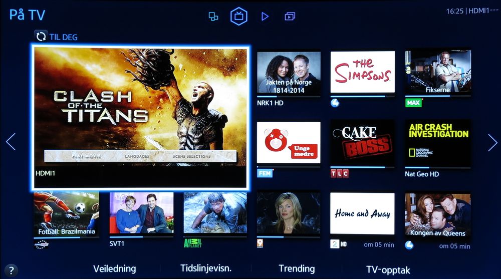 På TV-siden viser små bilder av hva annet som vises på de ulike kanalene. .