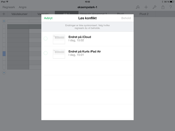 Dette skjer hvis to personer prøver å redigere det samme dokumentet samtidig i Apple iWork.