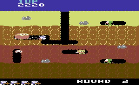 Commodore 64 fikk mange spill basert på arkadefavoritter. Her: Namcos Dig Dug.