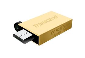 De fleste OTG-pinnene er utformet som en vanlig USB-kontakt, med et lokk på baksiden. Dette er Transcends variant.