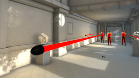 Kulene regner i sakte film i Superhot.