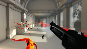 Superhot byr på ein særeigen visuell stil.