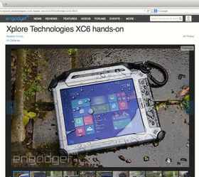 Slik så det ut da Engadget testet det brutale nettbrettet til Xplore.
