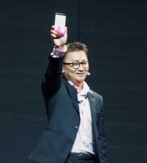 Dr. Ramchan Woo i LG presenterte LG G3 på en pressekonferanse i London.