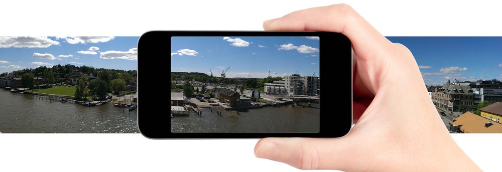 De fleste nyere mobiler har en panoramafunksjon. Har den ikke det, finnes det også panorama-apper du kan laste ned.