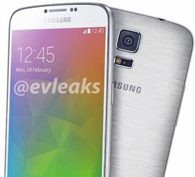 Dette bildet har tidligere vært delt av ryktemakeren @evleaks. Det skal vise Galaxy S5 Prime, eller Galaxy F, avhengig av hva telefonen faktisk blir hetende.