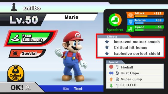 Statusskjermen til amiibo-figuren (Skjermbilde: Nintendo).