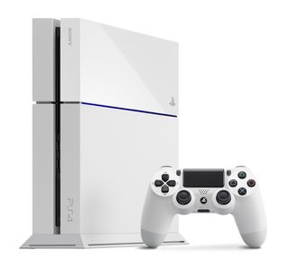 Hvit PlayStation 4.