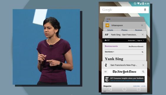 Avni Shah er produktsjef for Chrome, og viste frem hvordan innholdet du jobber med vil bli samlet i en egen oversikt på Android L.