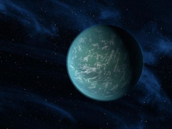 Kunstnerisk framstilling av Kepler-22b, den første oppdagede eksoplaneten i den beboelige sonen.