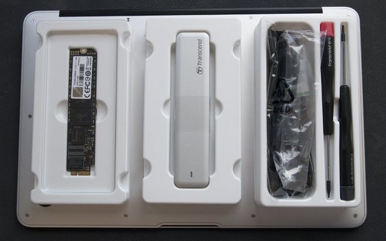 Transcend JetDrive 500 halvveis pakket opp.