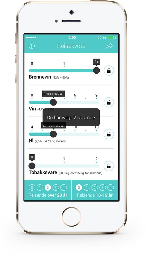 Slik ser den nye kvotekalkulatoren ut på en iPhone.