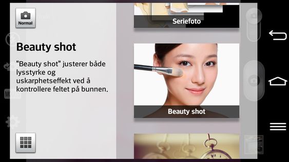 Kameraappen lar deg velge mellom flere ulike opptaksmoduser.