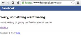 Ikke engang grunnlegger Mark Zuckerberg sin Facebook-profil ser ut til å fungere.