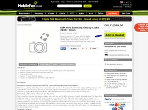 Slik så produktsiden for Samsung Galaxy Alpha ut de få timene den lå ute.