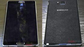 Et tidligere lekket bilde fra GSMArena, som angivelig viser Samsung Galaxy Note 4 fra både fronten og baksiden.