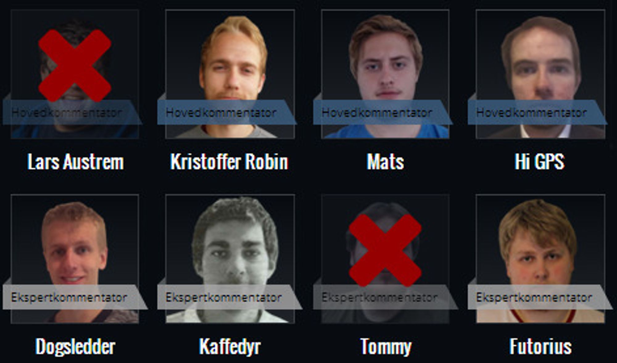 Dette er StarCraft-kommentatorene som deltar i konkurransen.