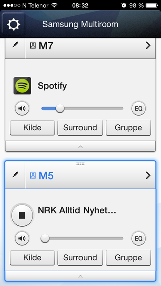 Appen til Samsung er oversiktlig. .