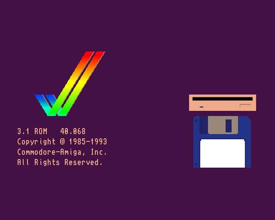Oppstartsbildet til Amiga 1200.