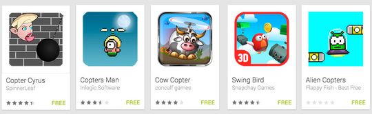Det finnes allerede utallige Swing Copters-kopier.