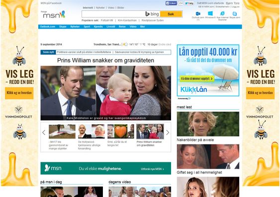 Slik ser gamle MSN-forsiden ut (klikk for større bilde).